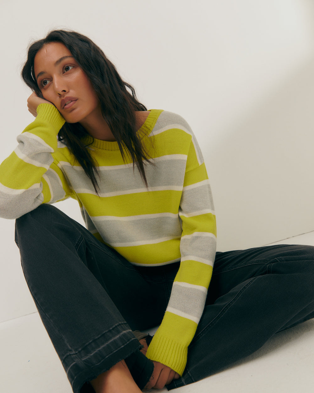 Sa Pull col rond imprimé rayé pour femme
