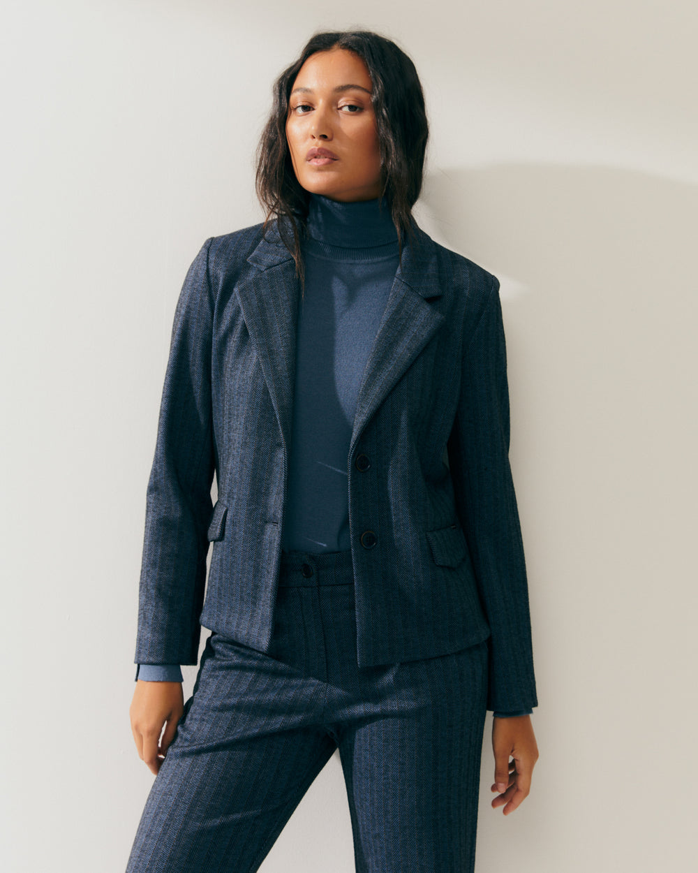 Blazer femme en maille à imprimé rayé