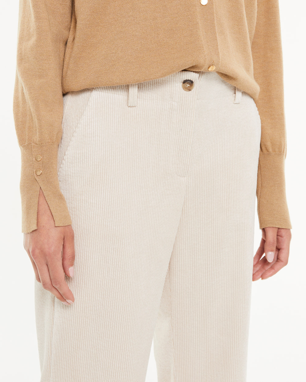 Pantalon en velours côtelé pour femme avec poches latérales