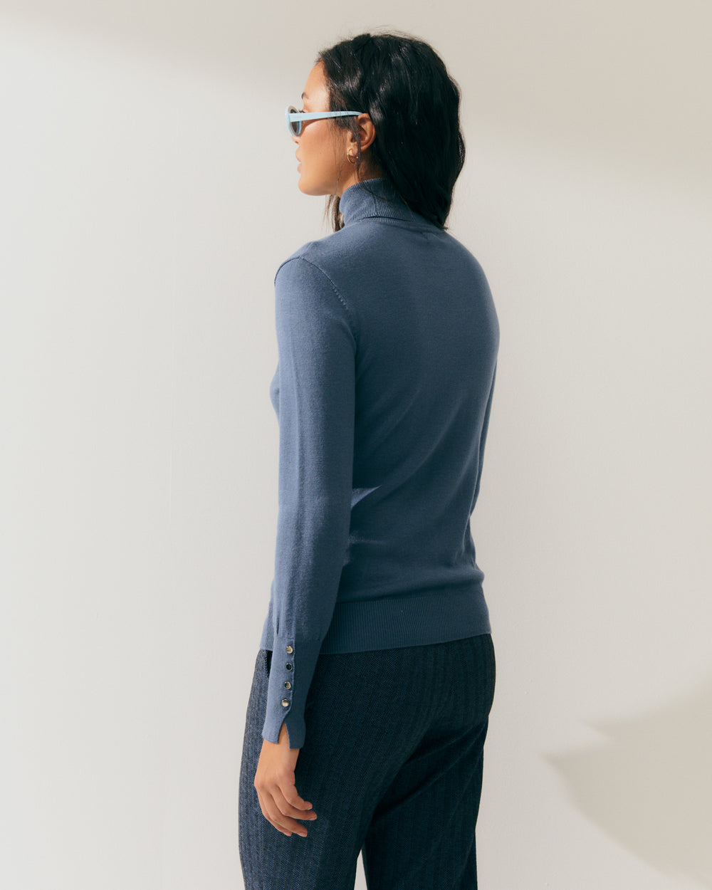 Pull col roulé basique pour femme à manches longues