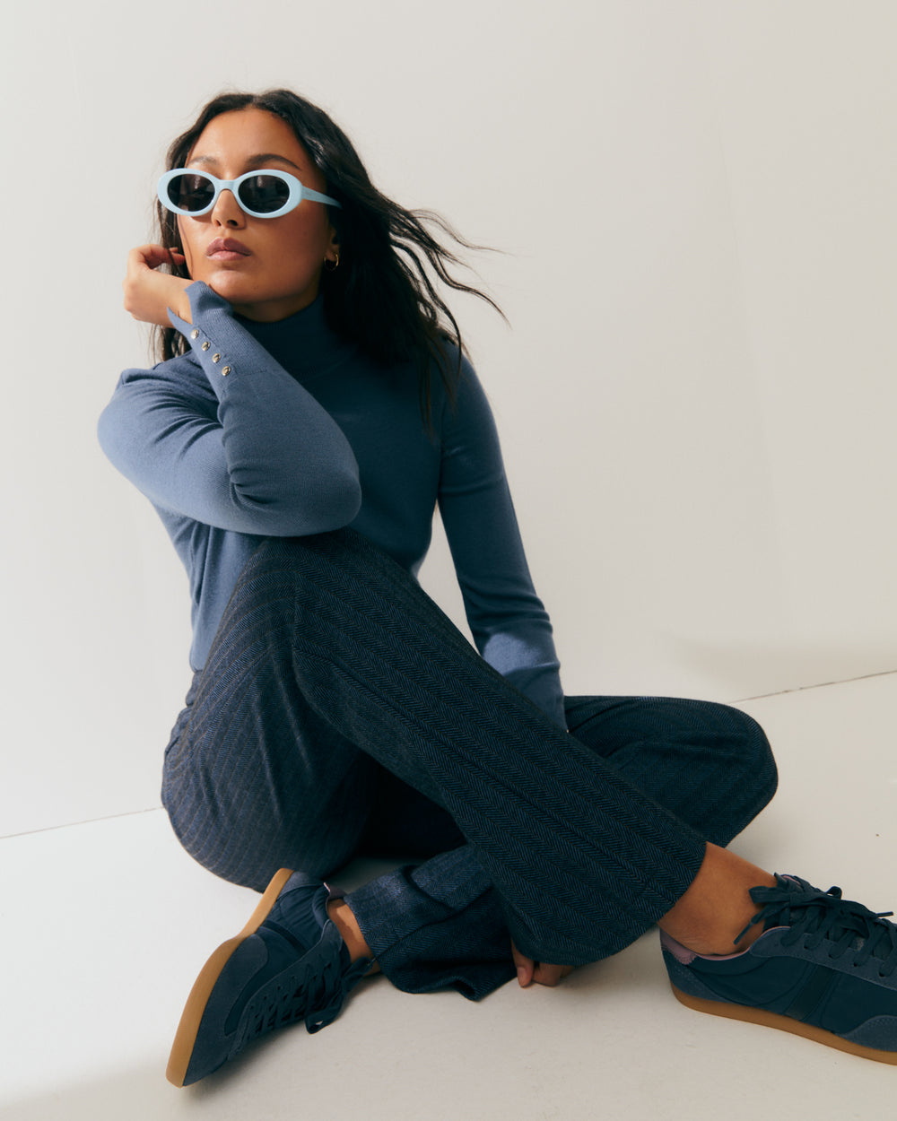 Pull col roulé basique pour femme à manches longues