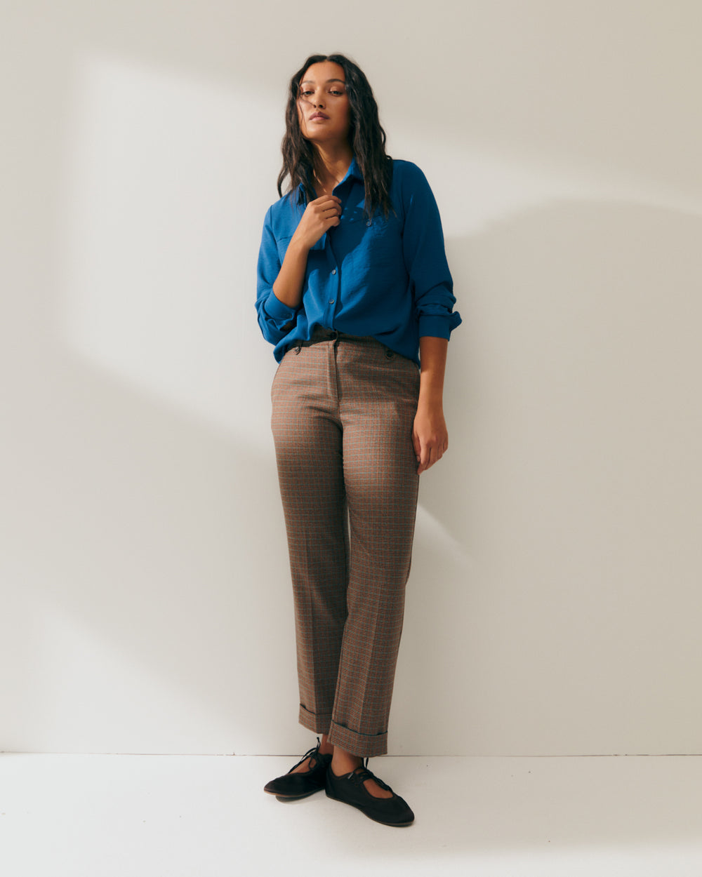 Chemise à manches longues pour femme avec col chemise