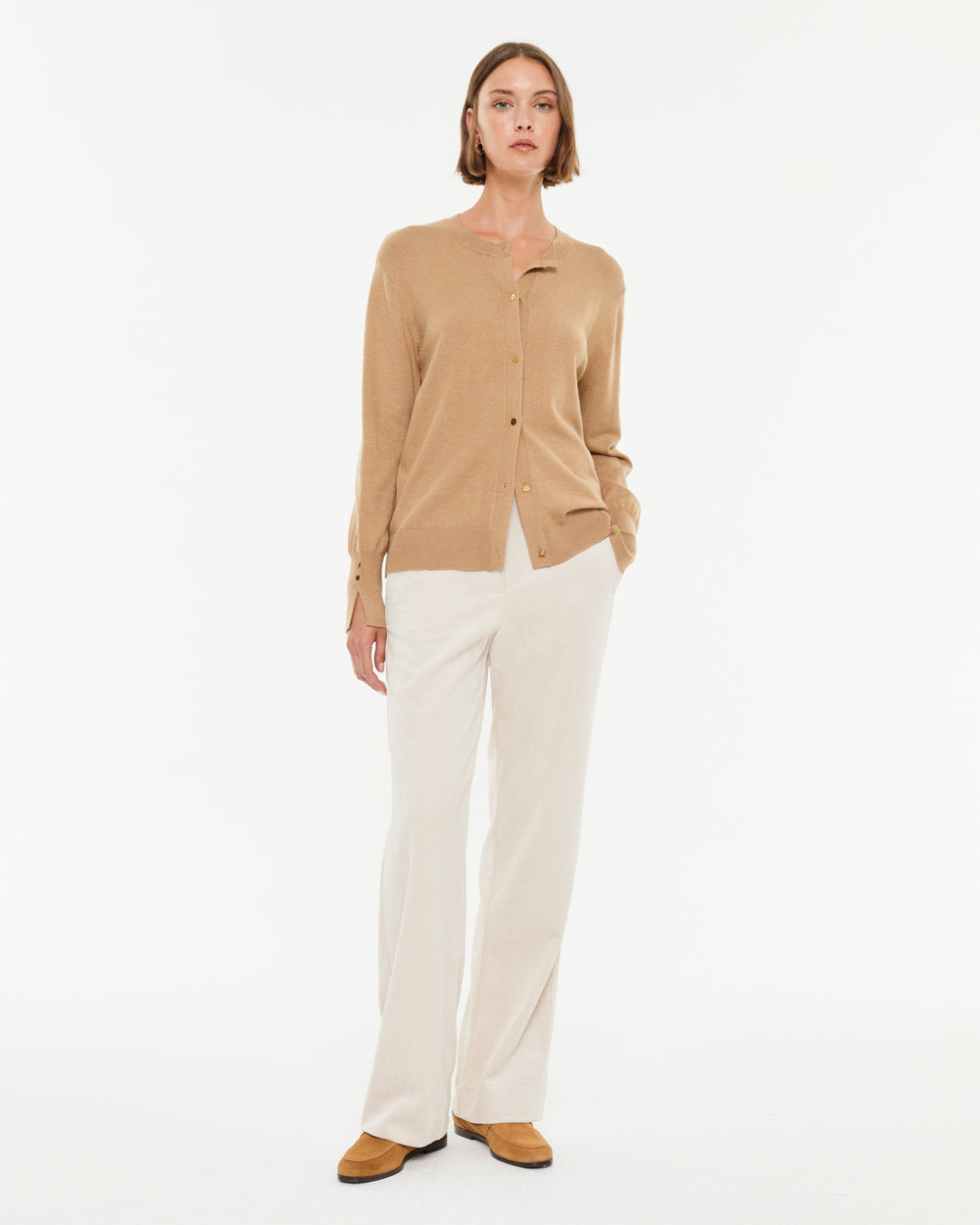 Pantalon en velours côtelé pour femme avec poches latérales