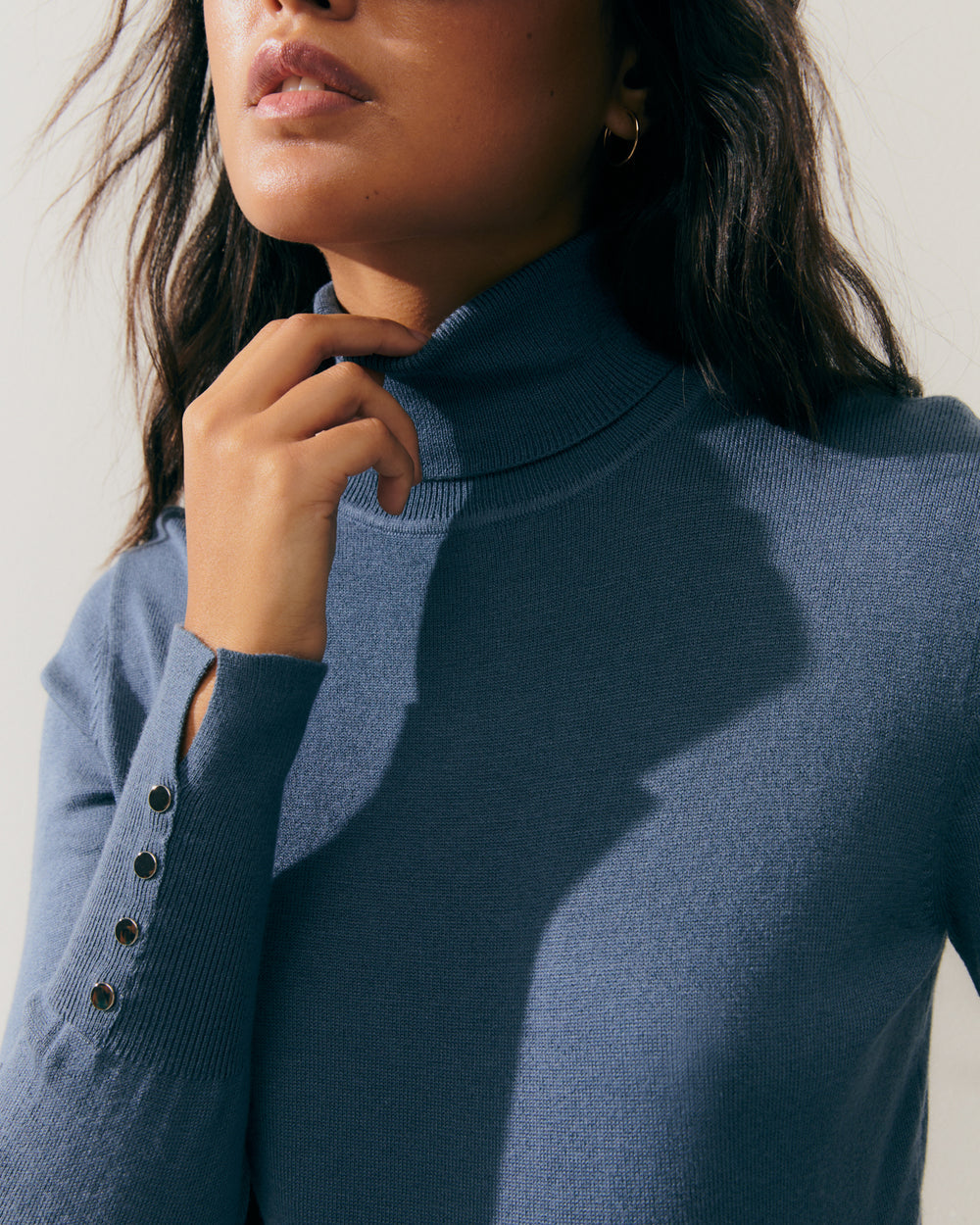 Pull col roulé basique pour femme à manches longues